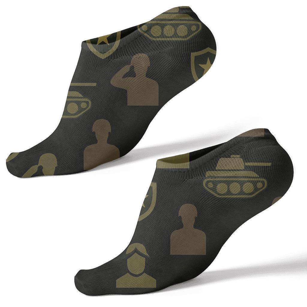 Camouflage Lattice With Soldier Icons soft everyday ankle socks