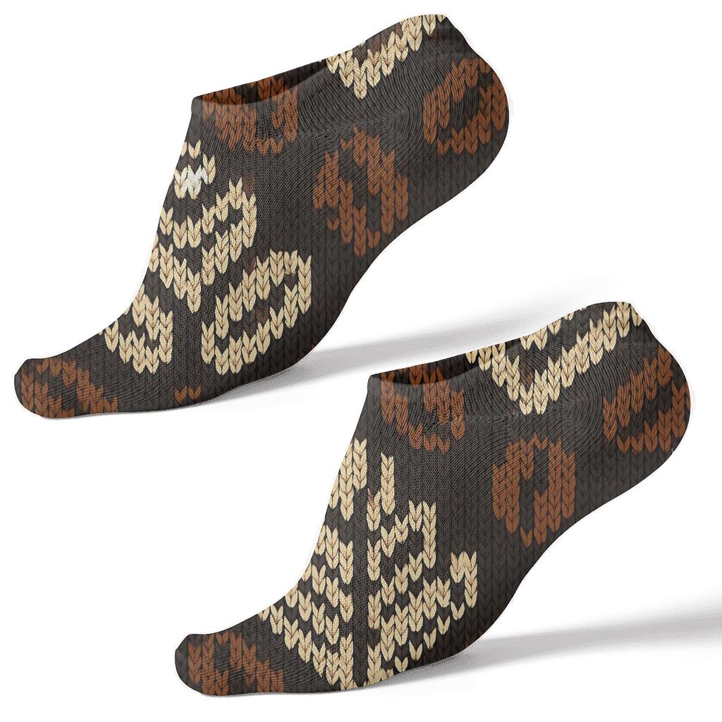 Barista Knit Illusion Coffee Bean Chevron designer print ankle socks
