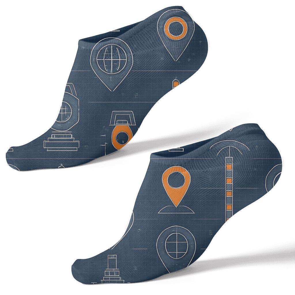 Blueprint Grid Surveyor Pattern Study comfortable cotton ankle socks