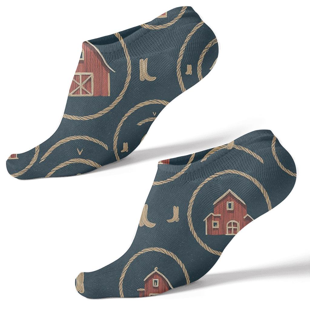 Barn Medallions With Rancher Lasso custom ankle socks