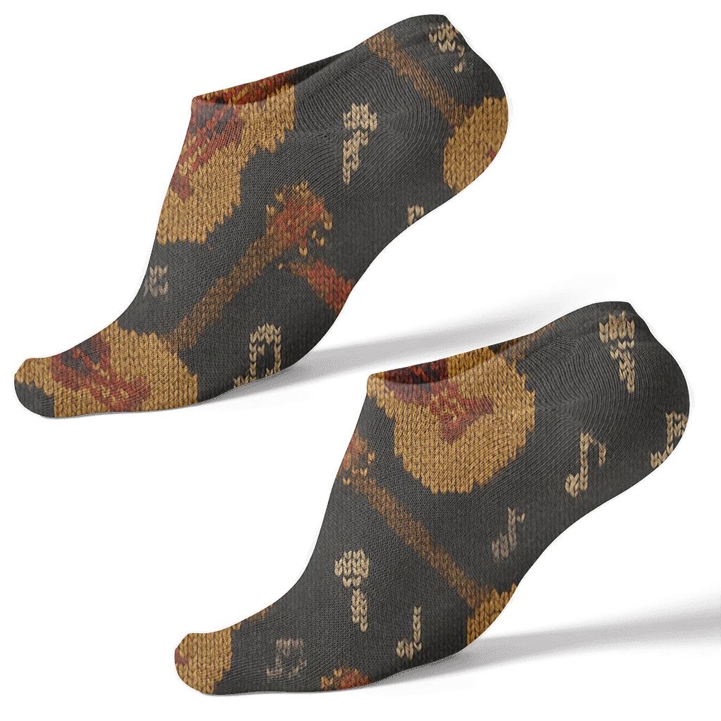 Musician Knit Illusion Guitar Lattice trendy patterned ankle socks