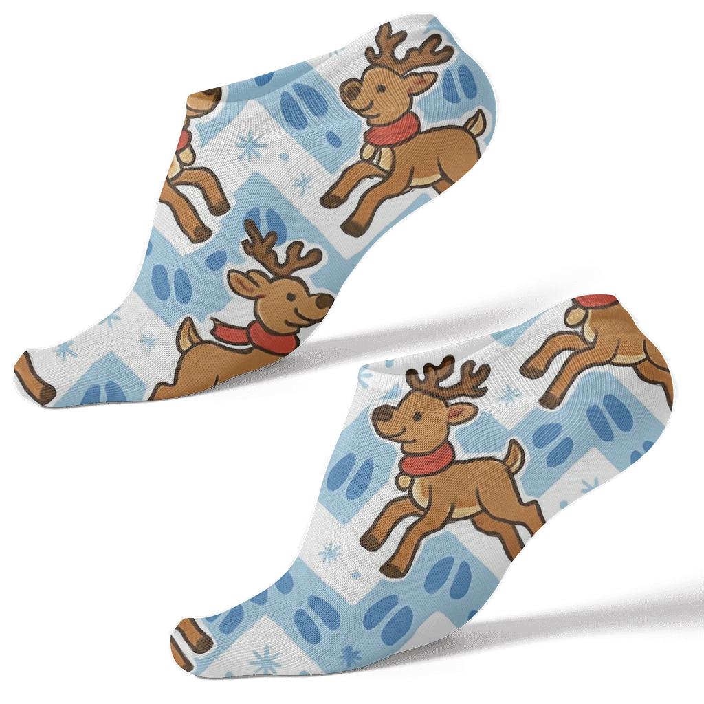 Hoofprint Chevron With Reindeer Parade designer print ankle socks