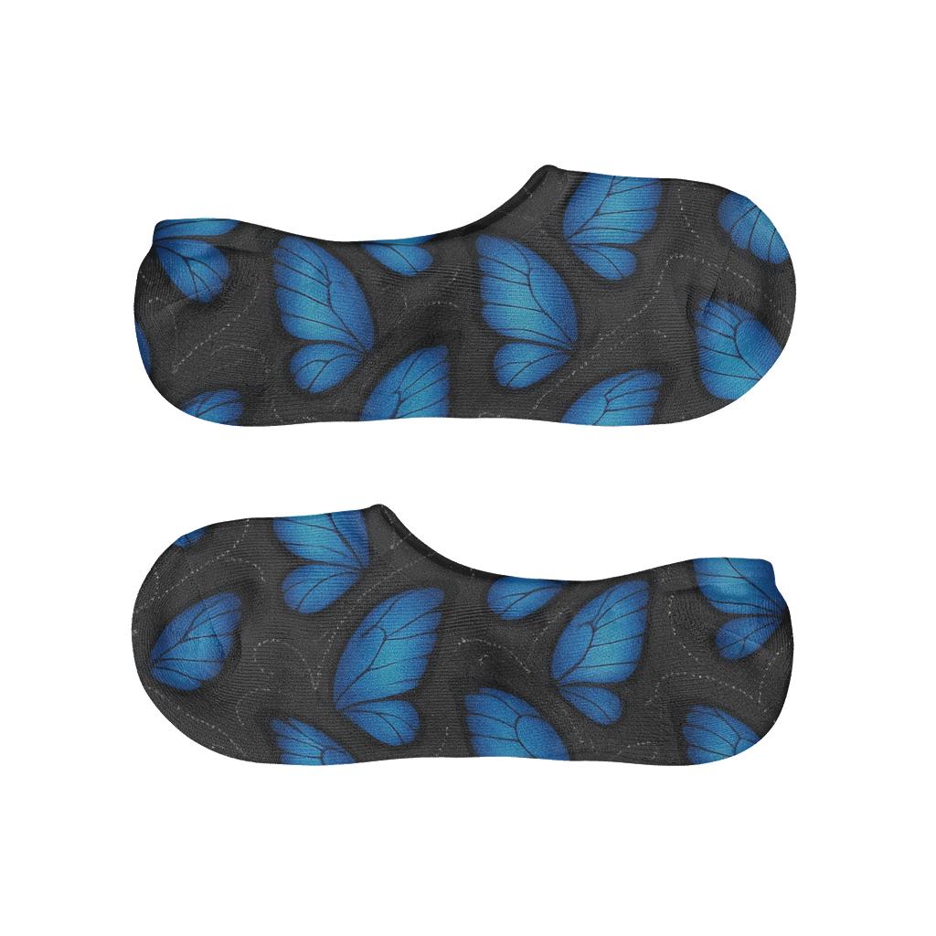 Iridescent Morpho Wing Vein Lattice On Charcoal Night Field trendy no-show sock styles