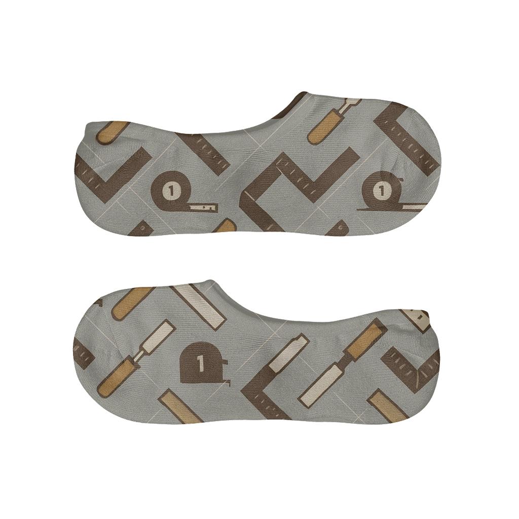 Tool Lattice For Carpenter Workshop Calm designer print no-show socks