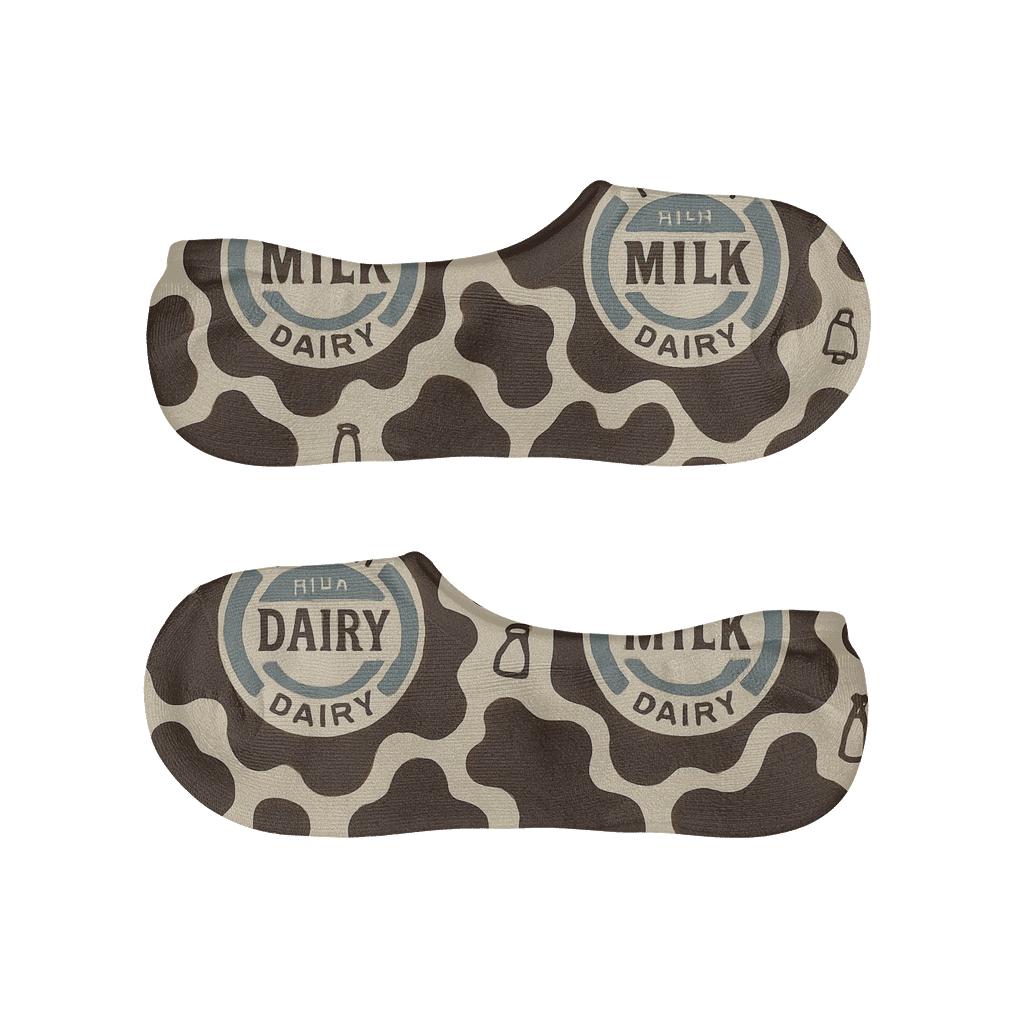 Retro Dairy Label Medallions With Cow Spot Halo trendy no-show sock styles