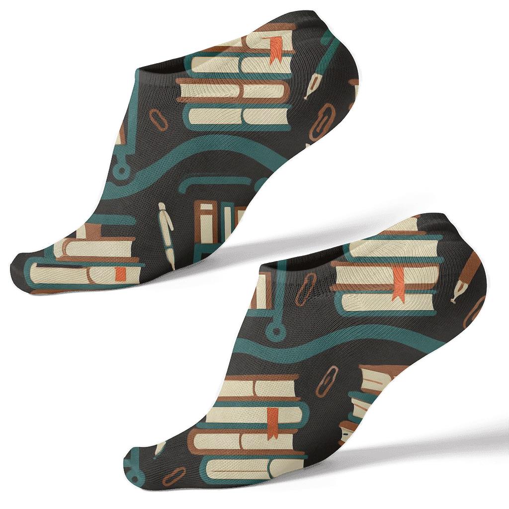 Book Cart Waves, Librarian Chic comfortable cotton ankle socks