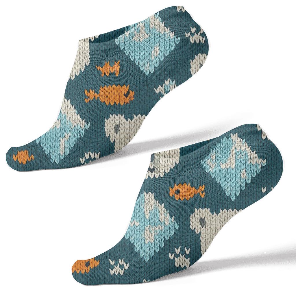 Knitted Aurora Polar Bear Tiling personalized ankle socks