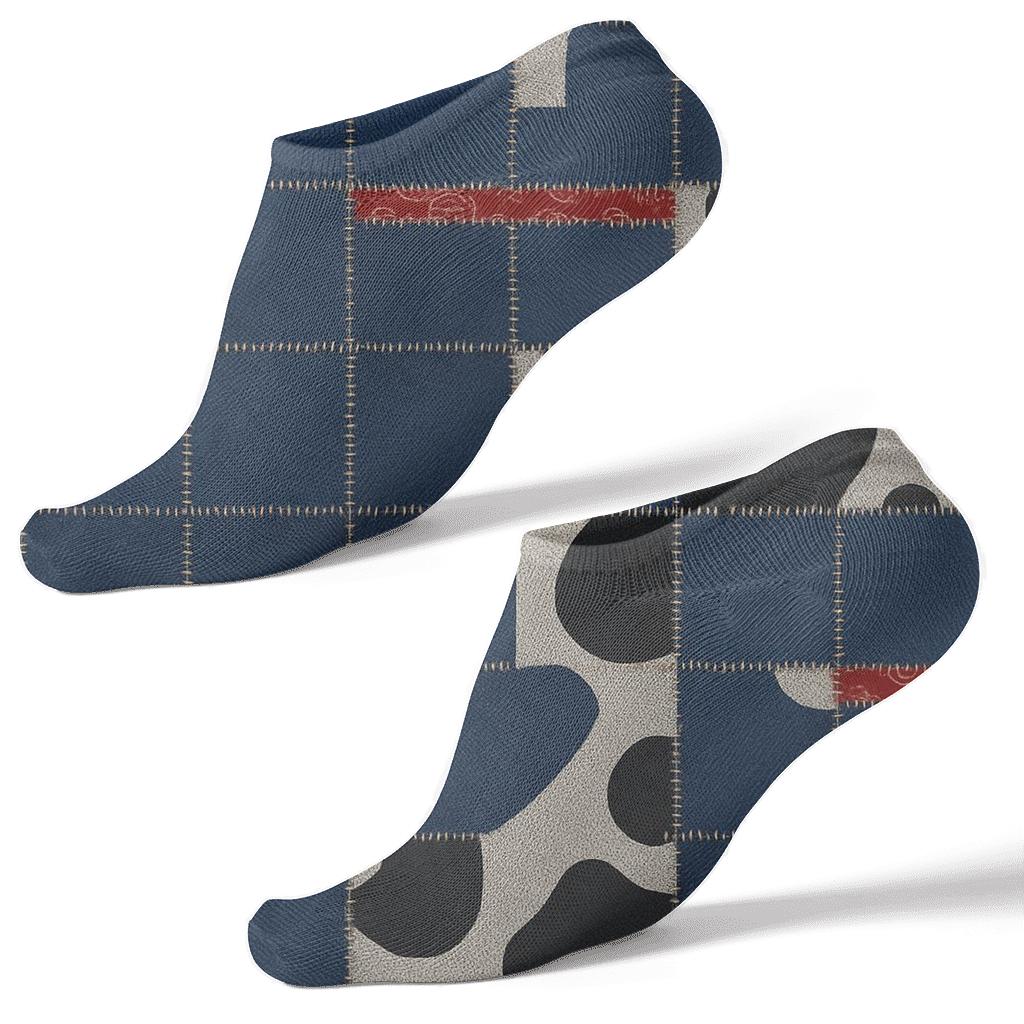 Woven Denim Patchwork With Bandana Stripe Spot Progression designer print ankle socks