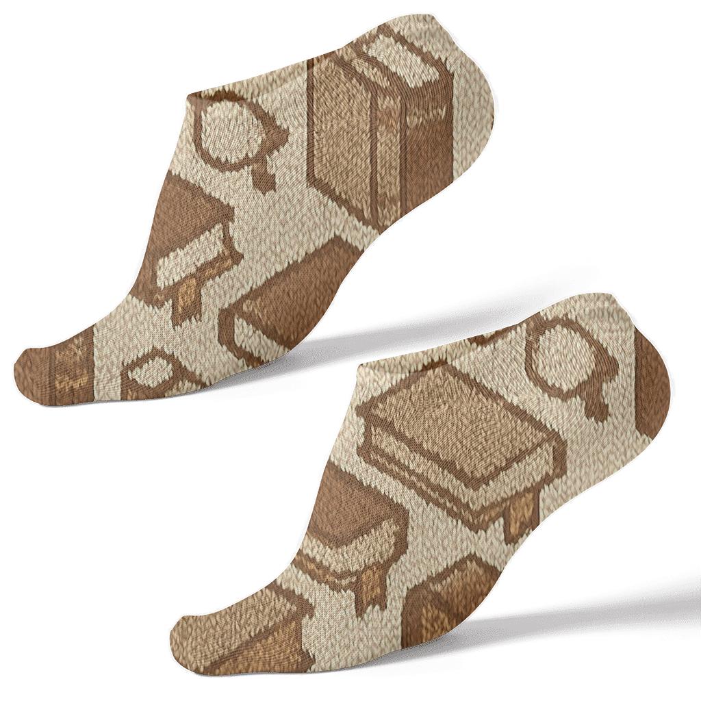 Knitted Librarian Book Spine Lattice trendy patterned ankle socks