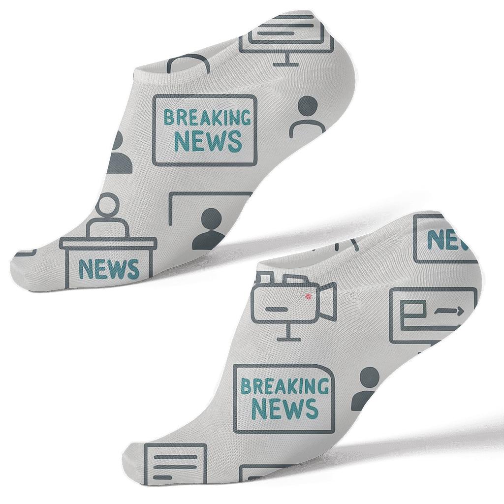 Modern Grid Of Studio Icons With News Anchor Accent custom ankle socks