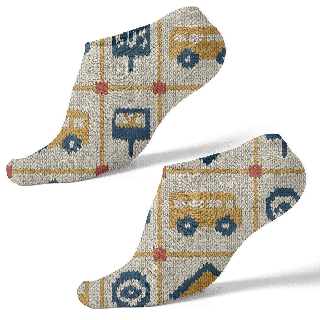 Bus Driver Knitted Grid Of Seats And Stops comfortable cotton ankle socks