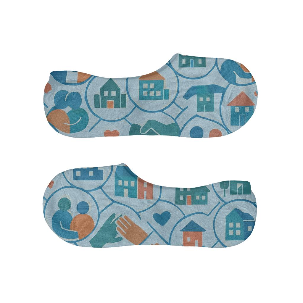 Social Worker Support Circle Lattice In Community Blues breathable seamless no-show sockscustom no-show socks