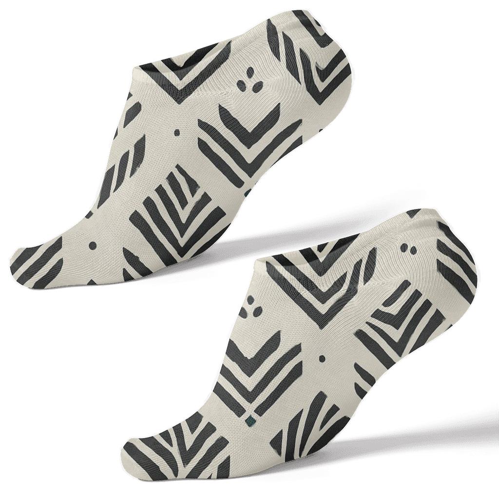 Teal Inlay Zebra Chevron Fragments designer print ankle socks