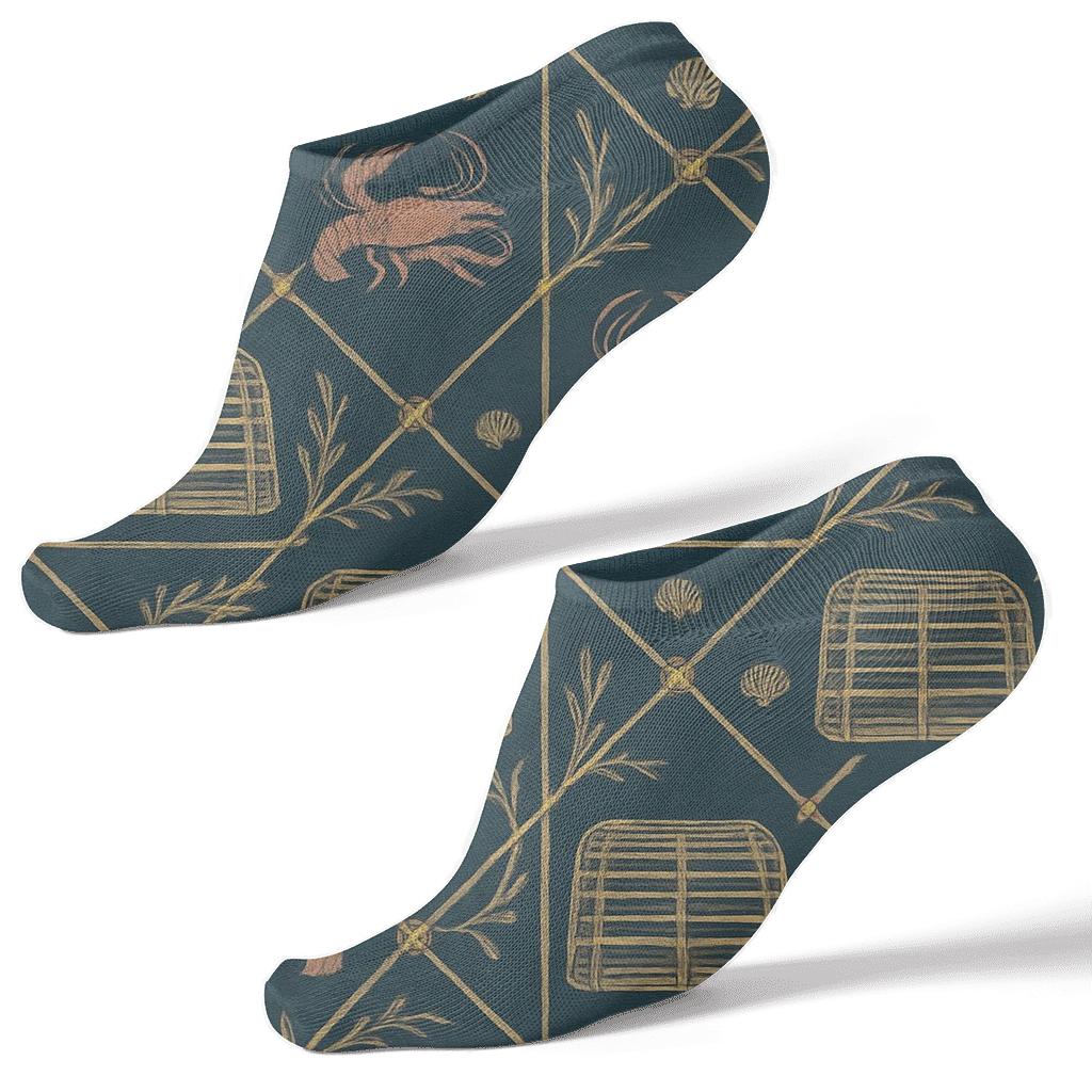 Vintage Trap Lattice With Lobster personalized ankle socks