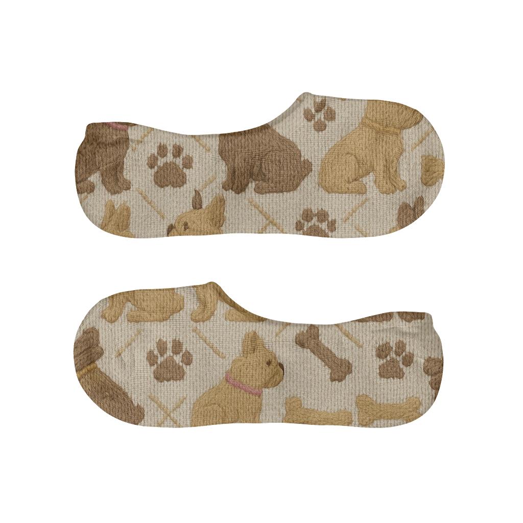 Knitted Brindle Bulldog Cable Knit Parade custom no-show socks