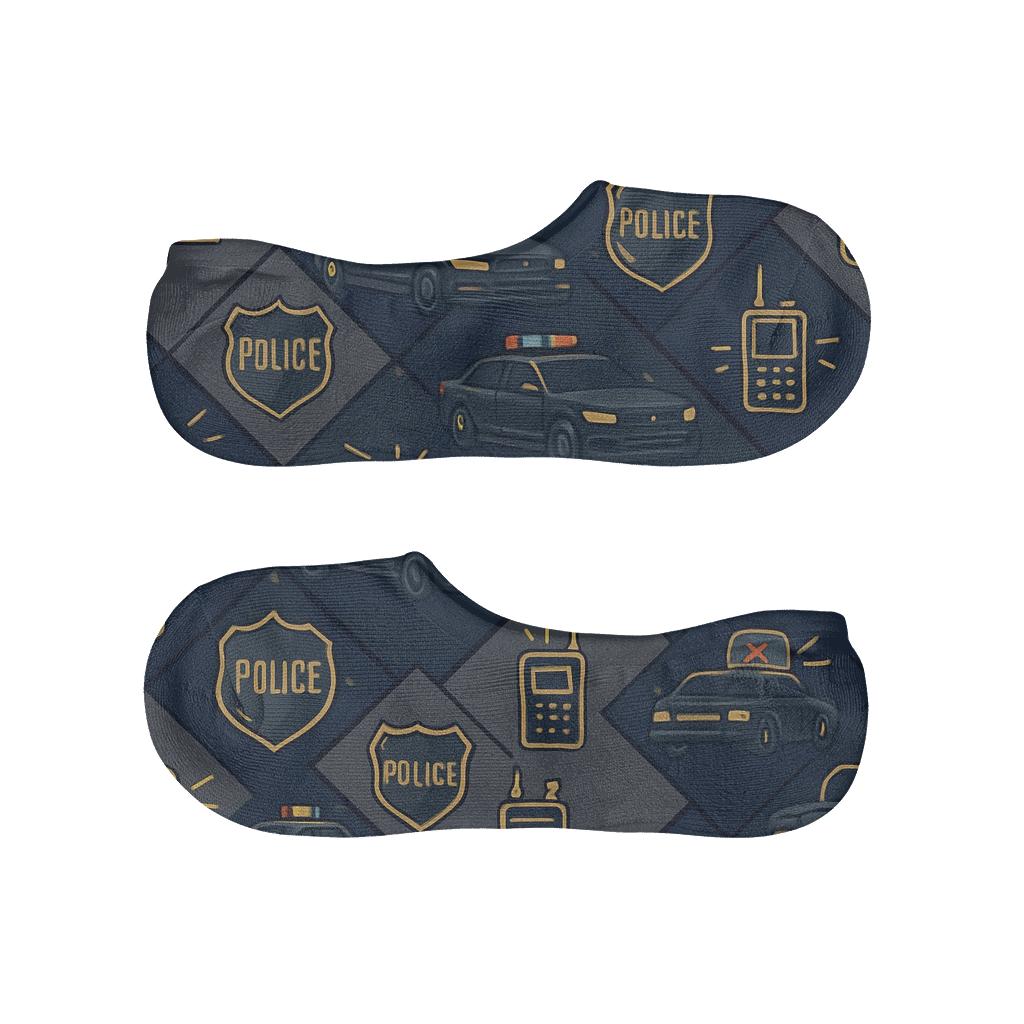 Police Officer Night Patrol Tessellation soft cotton no-show socks