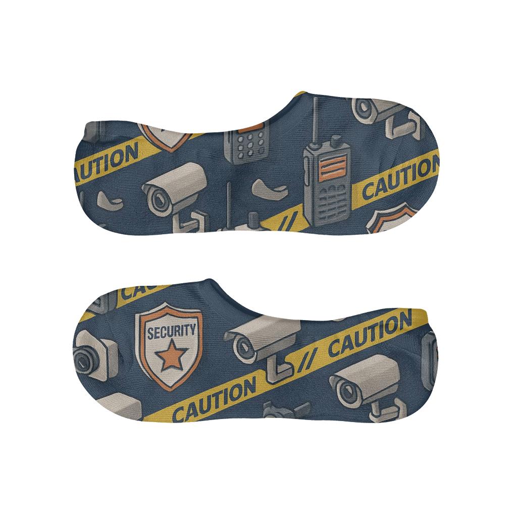 Checkpoint Rhythm With Security Guard Icons designer print no-show socks
