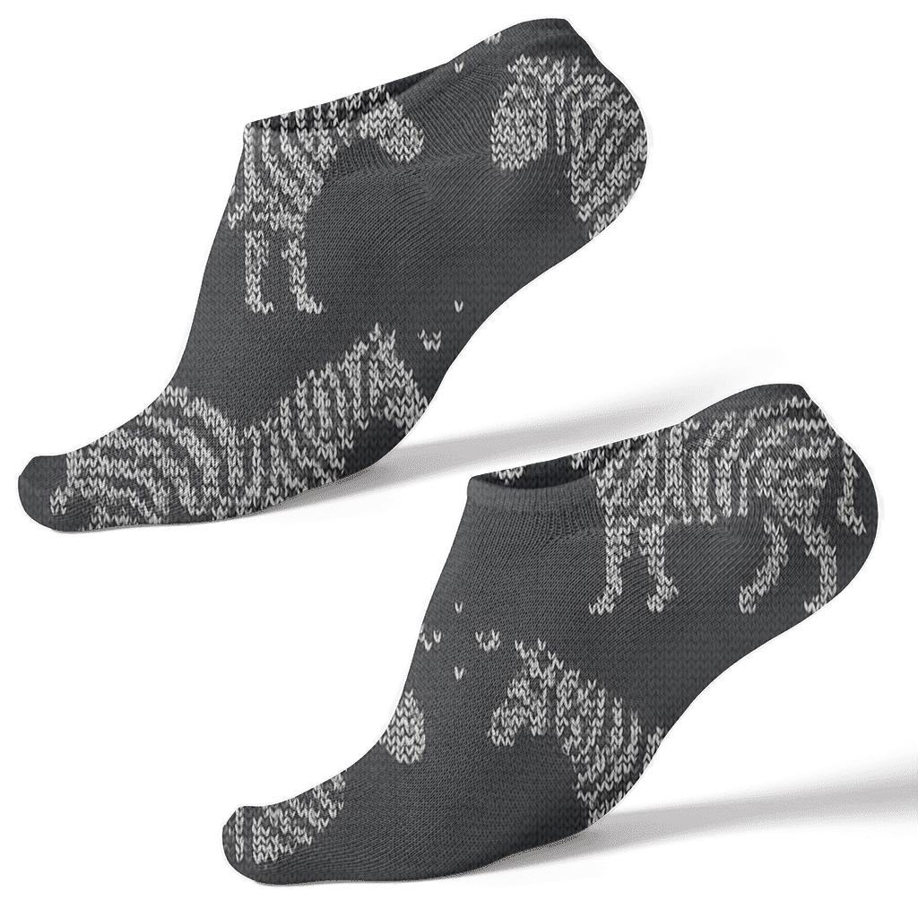 Knitted Zebra Silhouette Stripe Lattice trendy patterned ankle socks