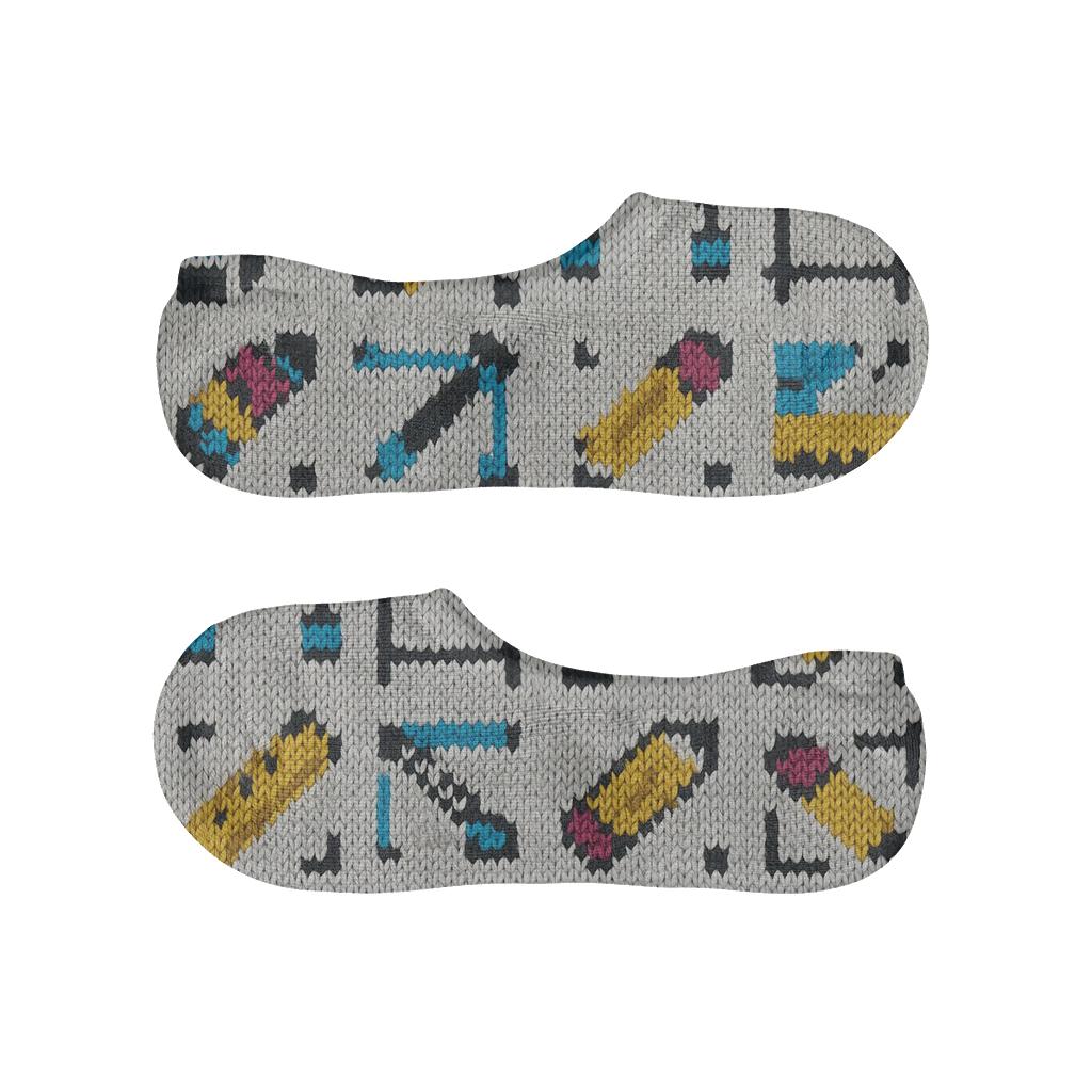 Knitted CMYK Swatches Graphic Designer Mosaic trendy no-show sock styles