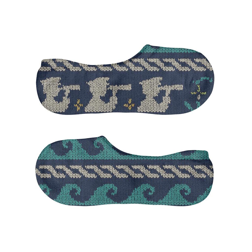 Knitted Illusion Waves With Ship Captain Silhouette Banding personalized invisible socks
