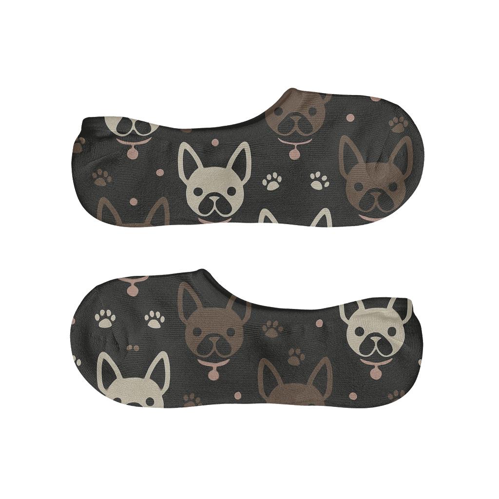 Minimal Paw And Collar Monogram Grid designer printed no-show socks