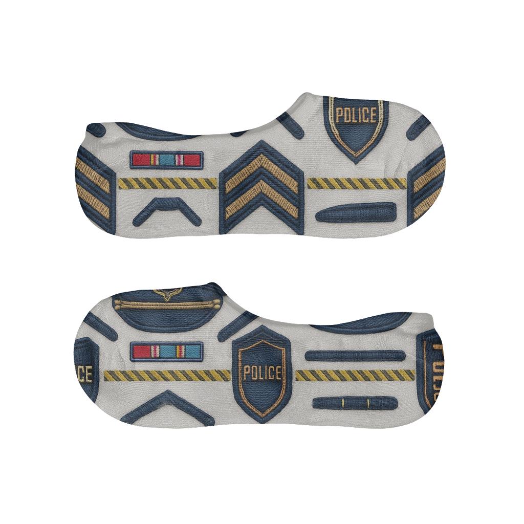 Ceremonial Patch Repeat With Police Officer Detail designer printed no-show socks