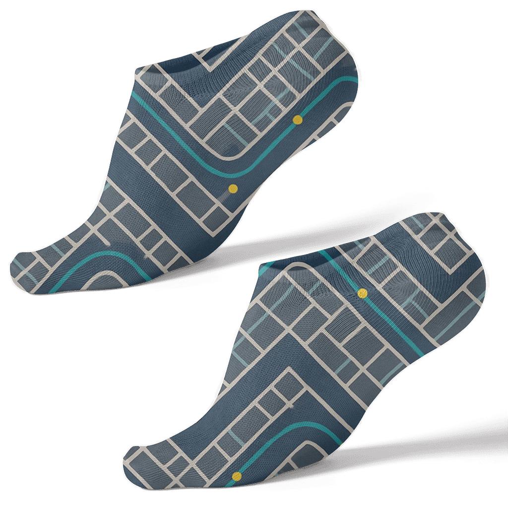 Street Grid Ribbons Urban Planner Pattern custom ankle socks