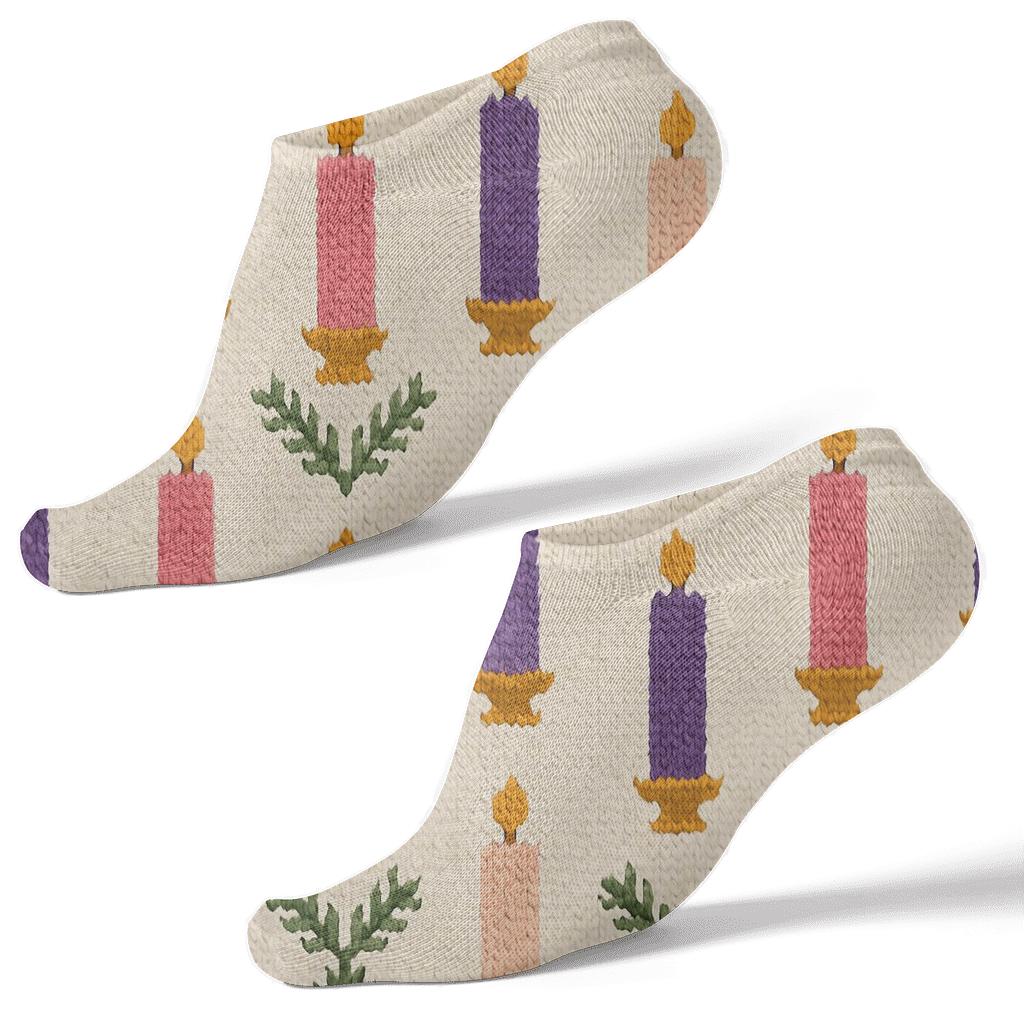 Knitted Advent Candles Chevron On Warm Cream premium sports ankle socks
