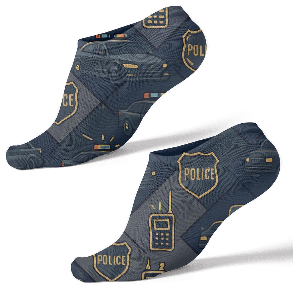 Police Officer Night Patrol Tessellation premium sports ankle socks