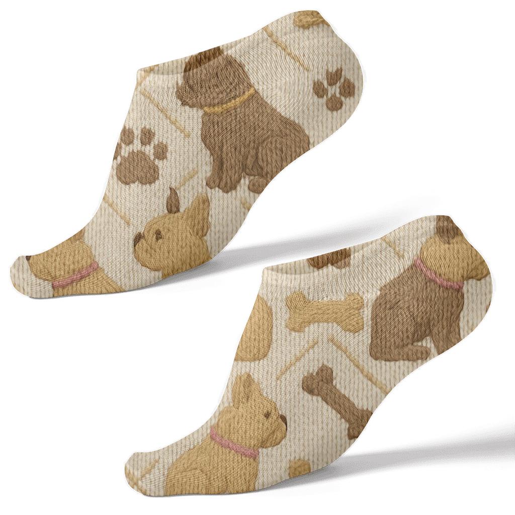 Knitted Brindle Bulldog Cable Knit Parade soft everyday ankle socks
