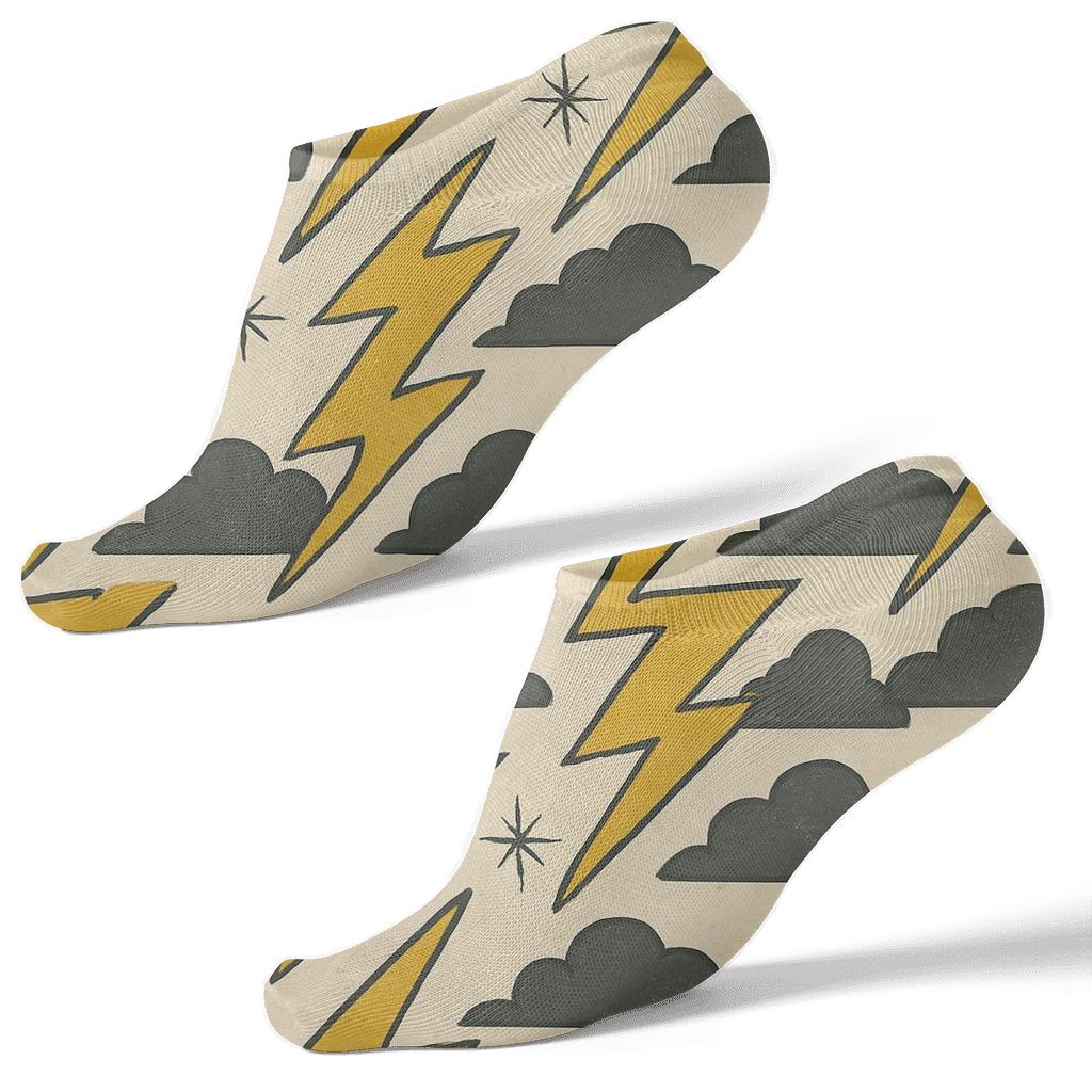 Vintage High Voltage Zigzag Bands On Cream Paper personalized ankle socks