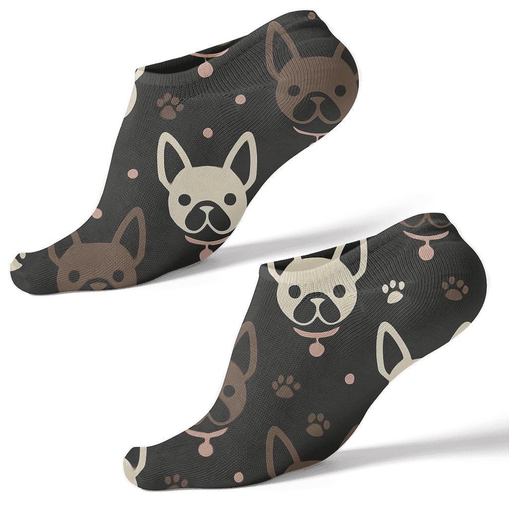 Minimal Paw And Collar Monogram Grid stylish athletic ankle socks