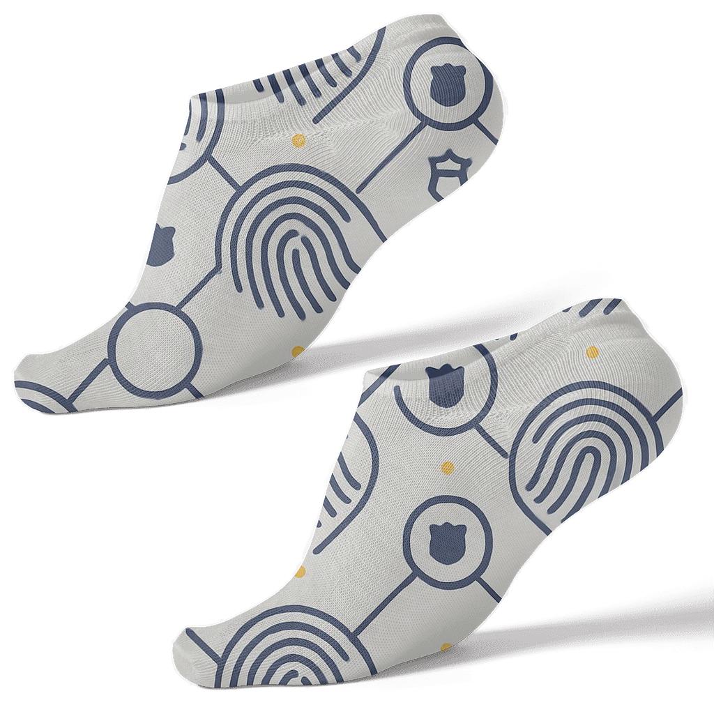 Fingerprint Lattice In Police Detective Minimal Blueprint premium sports ankle socks