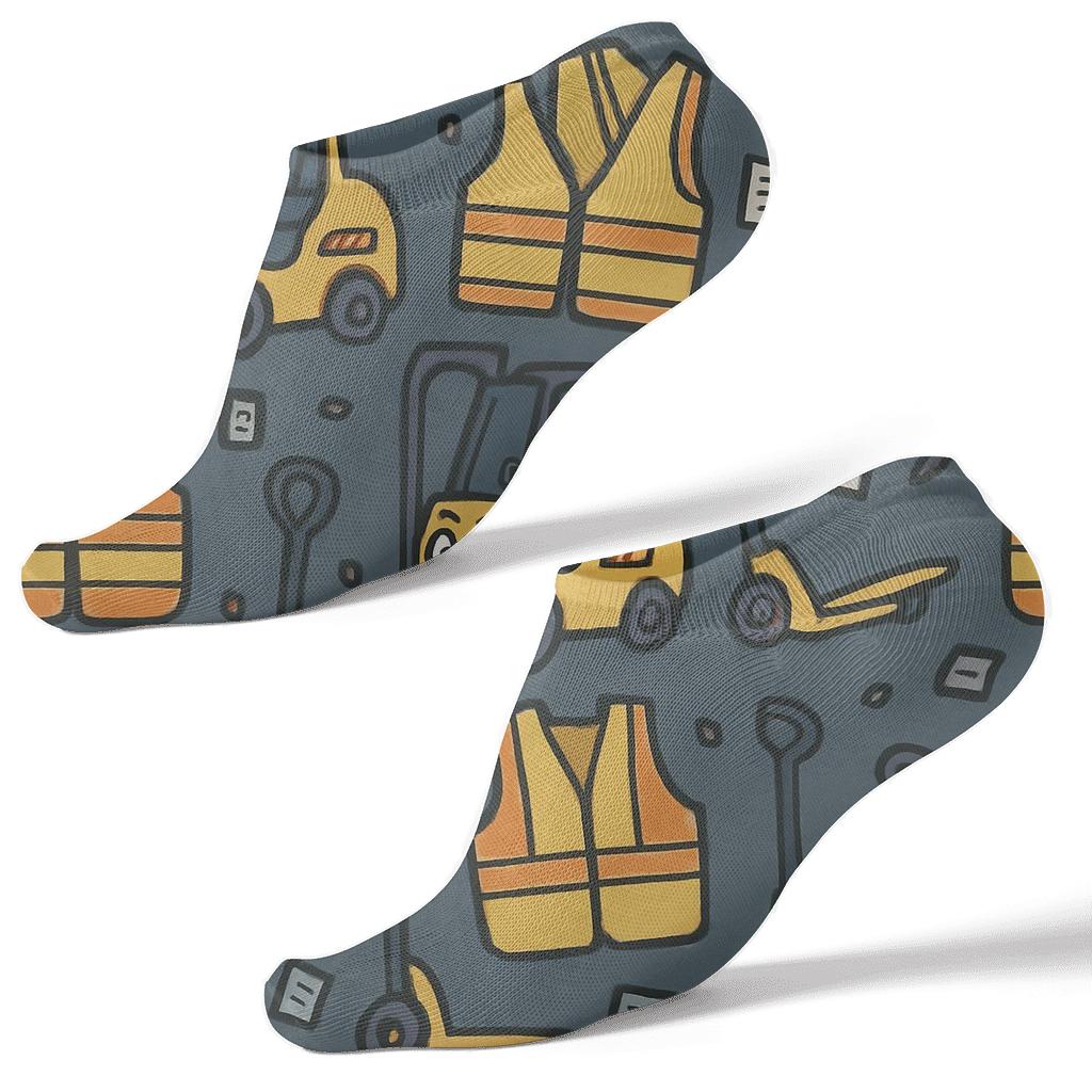 Warehouse Worker Forklift Tessellation In Safety Yellow soft everyday ankle socks