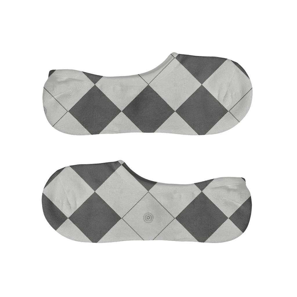 Charcoal Diagonal Diamond Check With Micro Herringbone Fills On Cool White unique hidden socks