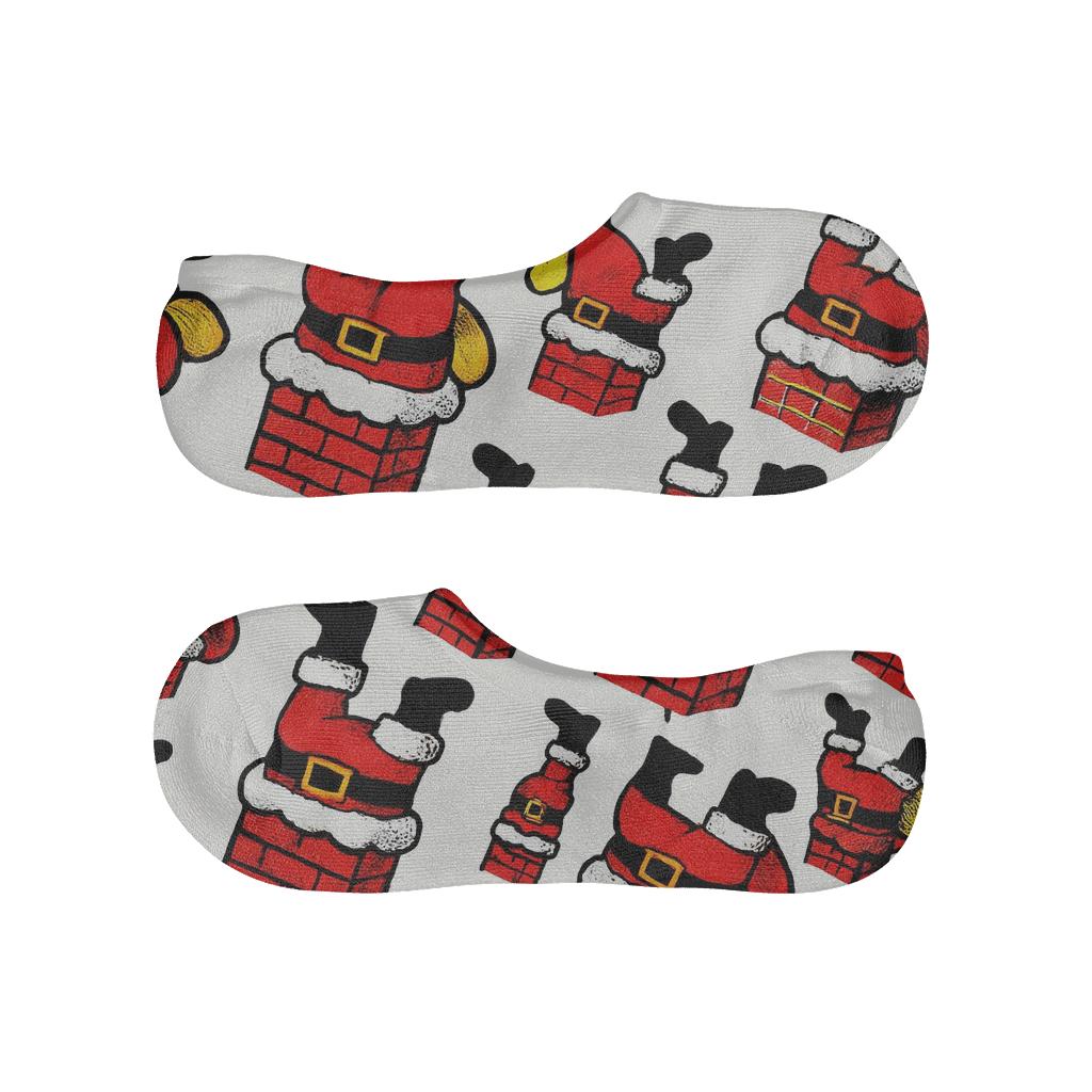 Pop Art Collage With Santa Chimney Tiling breathable seamless no-show sockscustom no-show socks