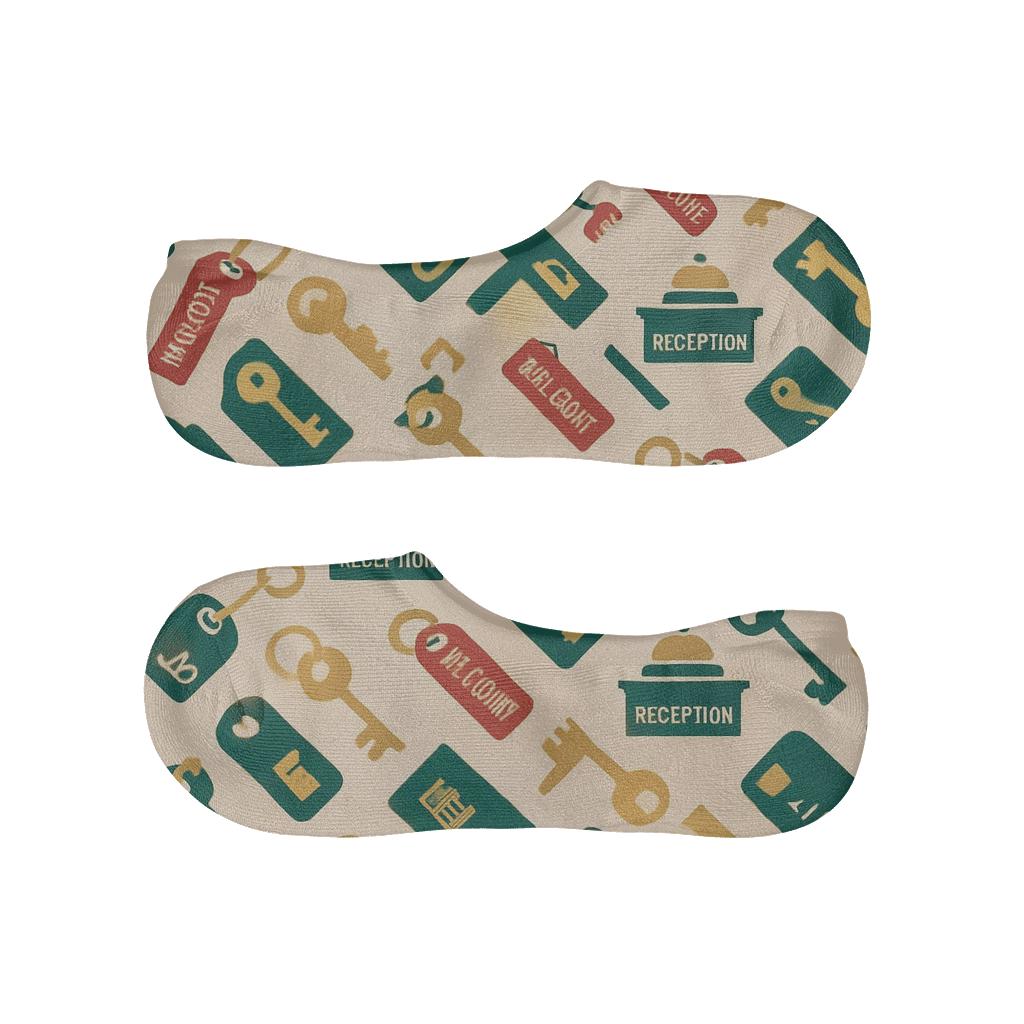 Hotel Receptionist Key Card Lattice breathable seamless no-show sockscustom no-show socks