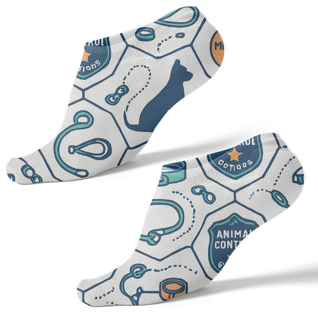 Rescue Badge Lattice With Animal Control Officer Icons unique graphic ankle socks