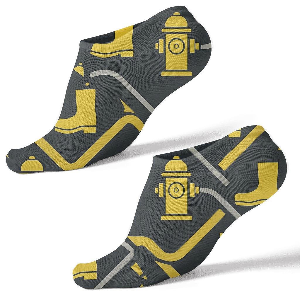 Hydrant Chevron Grid With Fire Fighter Accents stylish athletic ankle socks