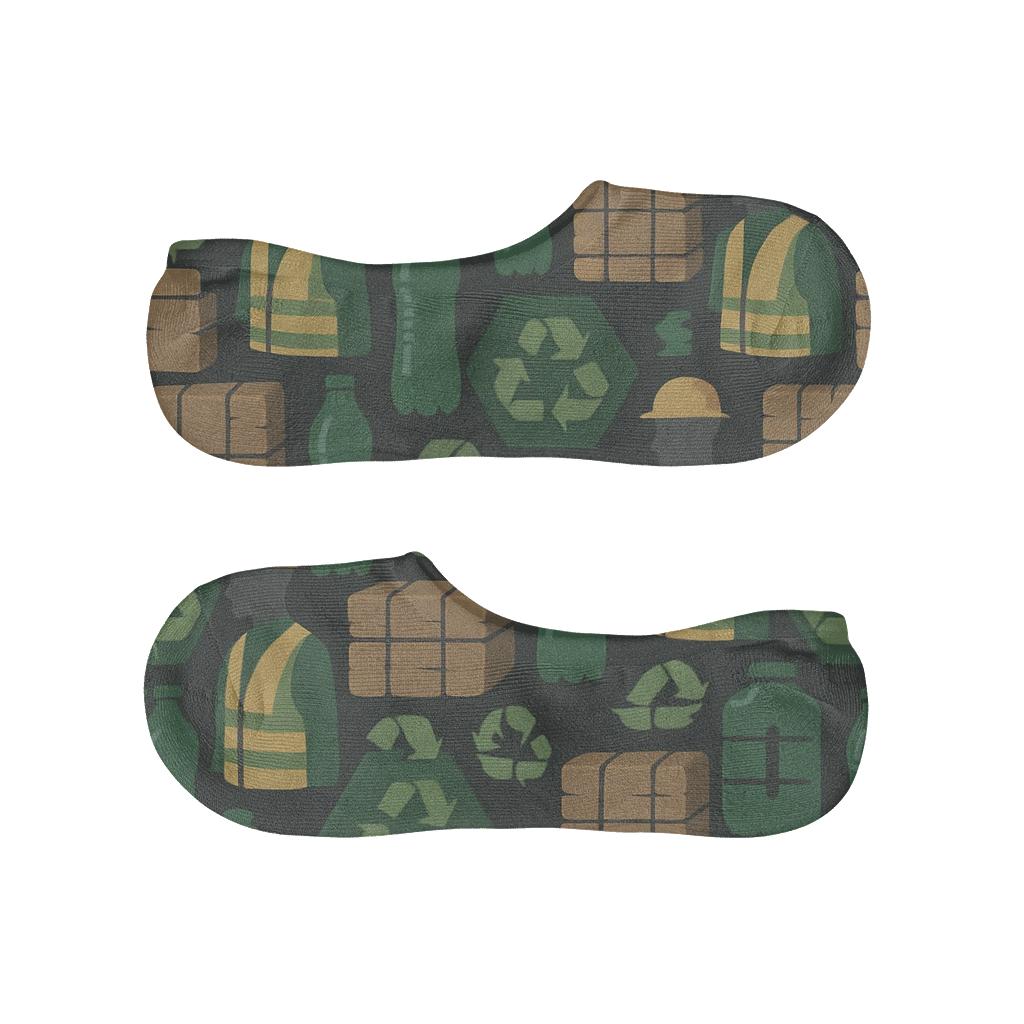 Industrial Collage Rhythm Recycling Plant Worker breathable no-show socks