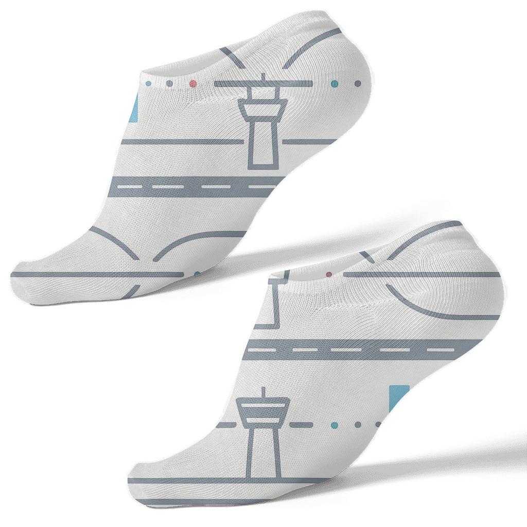 Runway Bands With Air Traffic Controller Icons trendy patterned ankle socks