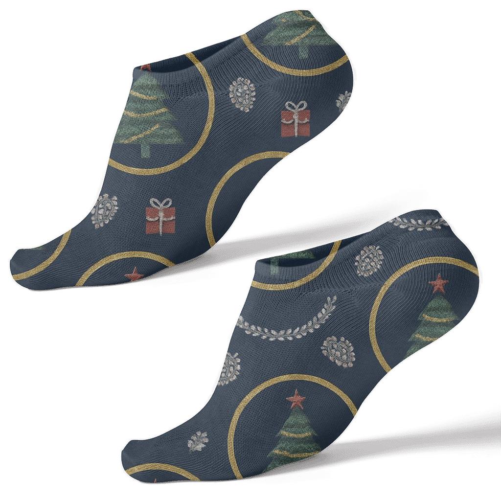 Midnight Blue Ornament Medallions With Christmas Tree Centerpiece stylish athletic ankle socks