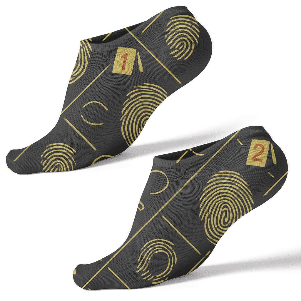 Fingerprint Lattice For Crime Scene Investigator designer print ankle socks