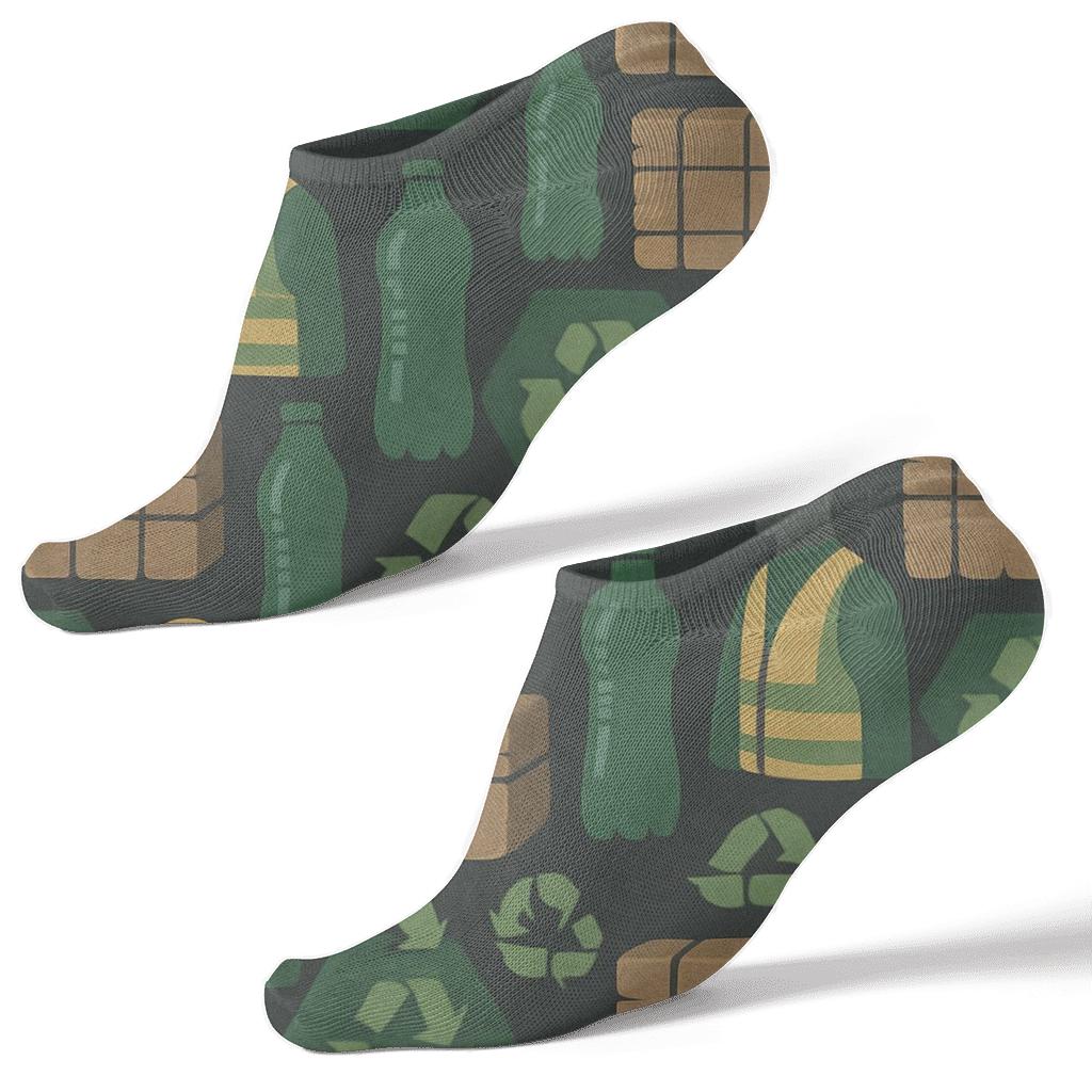 Industrial Collage Rhythm Recycling Plant Worker premium sports ankle socks