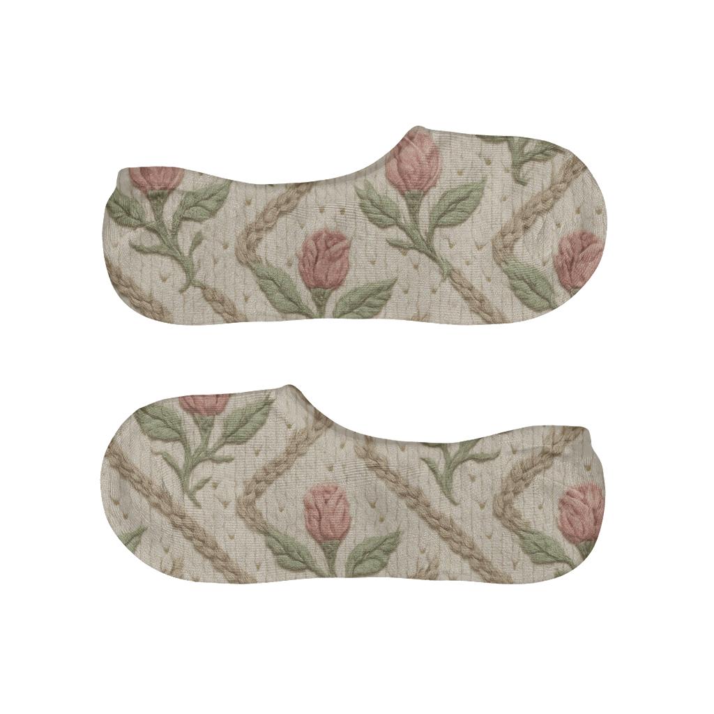 Rosebud Cable Knit Illusion Valentines Rose comfortable invisible socks