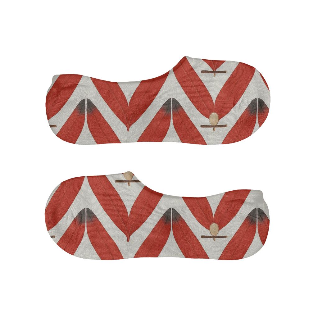 Cardinal Plumage Chevron On Snow White Background designer print no-show socks
