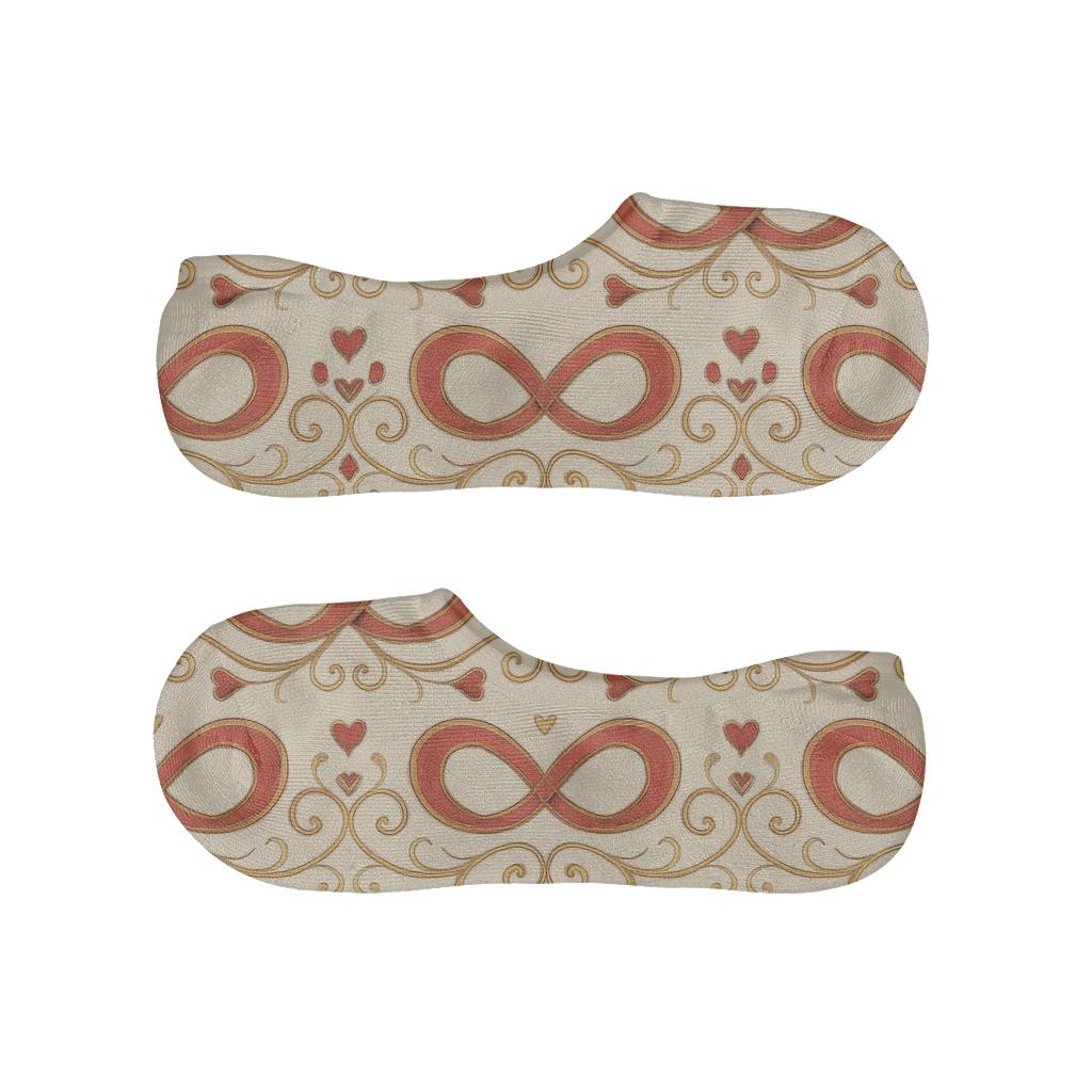 Vintage Romantic Poster Pattern With Infinity Heart Garland anti-slip no-show socks