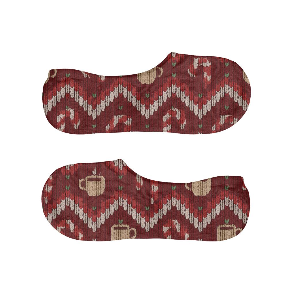 Candy Canes Knit Illusion Chevron On Deep Red personalized invisible socks