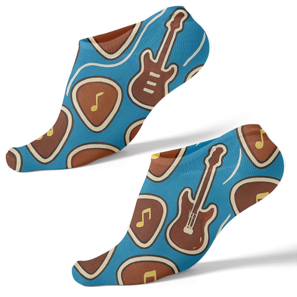 Guitar Pick Tessellation In Ocean Blue unique graphic ankle socks