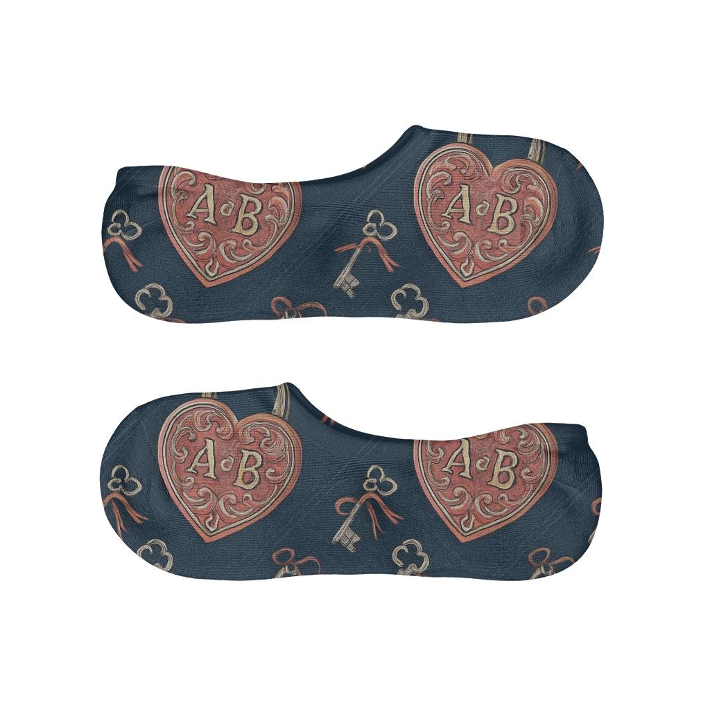 Vintage Bridge Love Lock Parade With Key personalized no-show socks